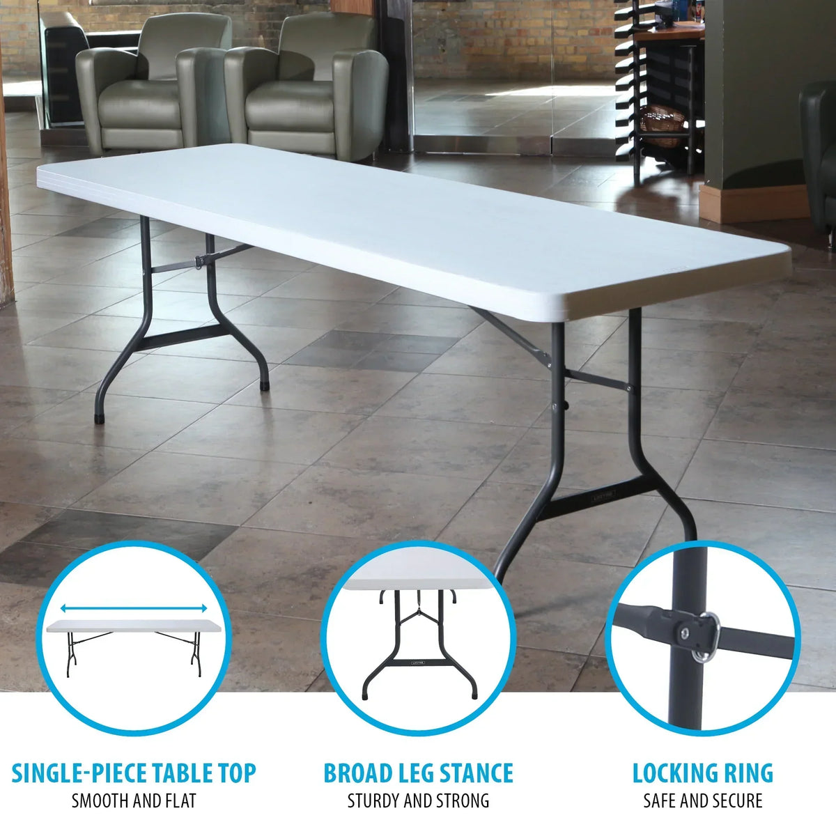 Lifetime Combo Set of (4) 8 - Foot Rectangle Folding Tables & (32) Chairs, Indoor/Outdoor Use, White (80147)