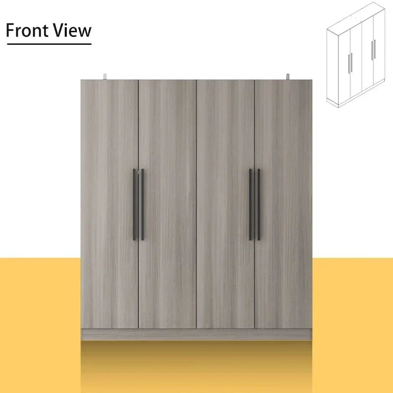Modern Freestanding Solid Wood Wardrobe Closet With Storage Shelves