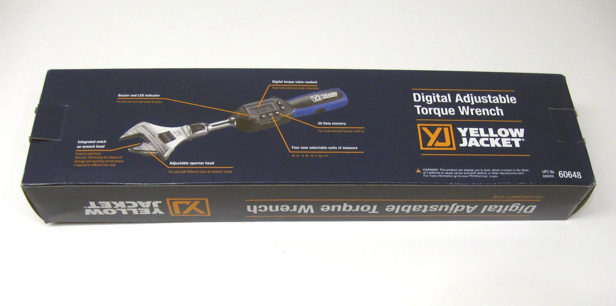 Yellow Jacket 60648 Digital Adjustable Torque Wrench 752 in - Lb Torque 10.6 in