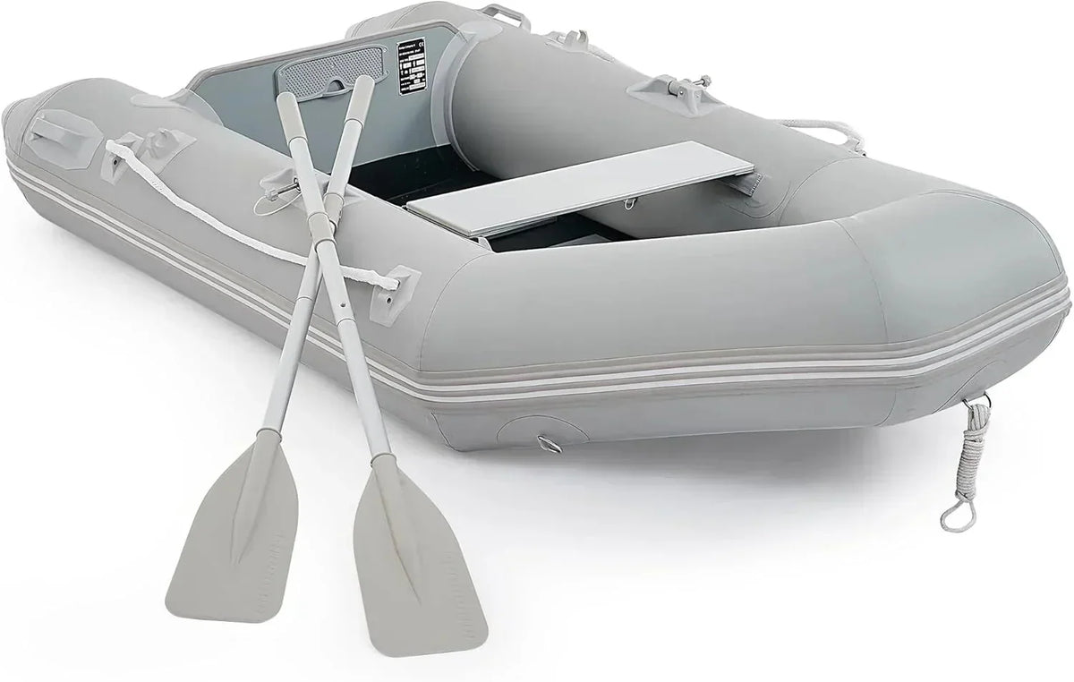 CREWORKS 7.5ft Inflatable Dinghy Boat, 2 Person 660lb Transom Sport Tender Boat with Pump Aluminum Oars Floor, Heavy Duty Inflatable Raft Kayak for Adults