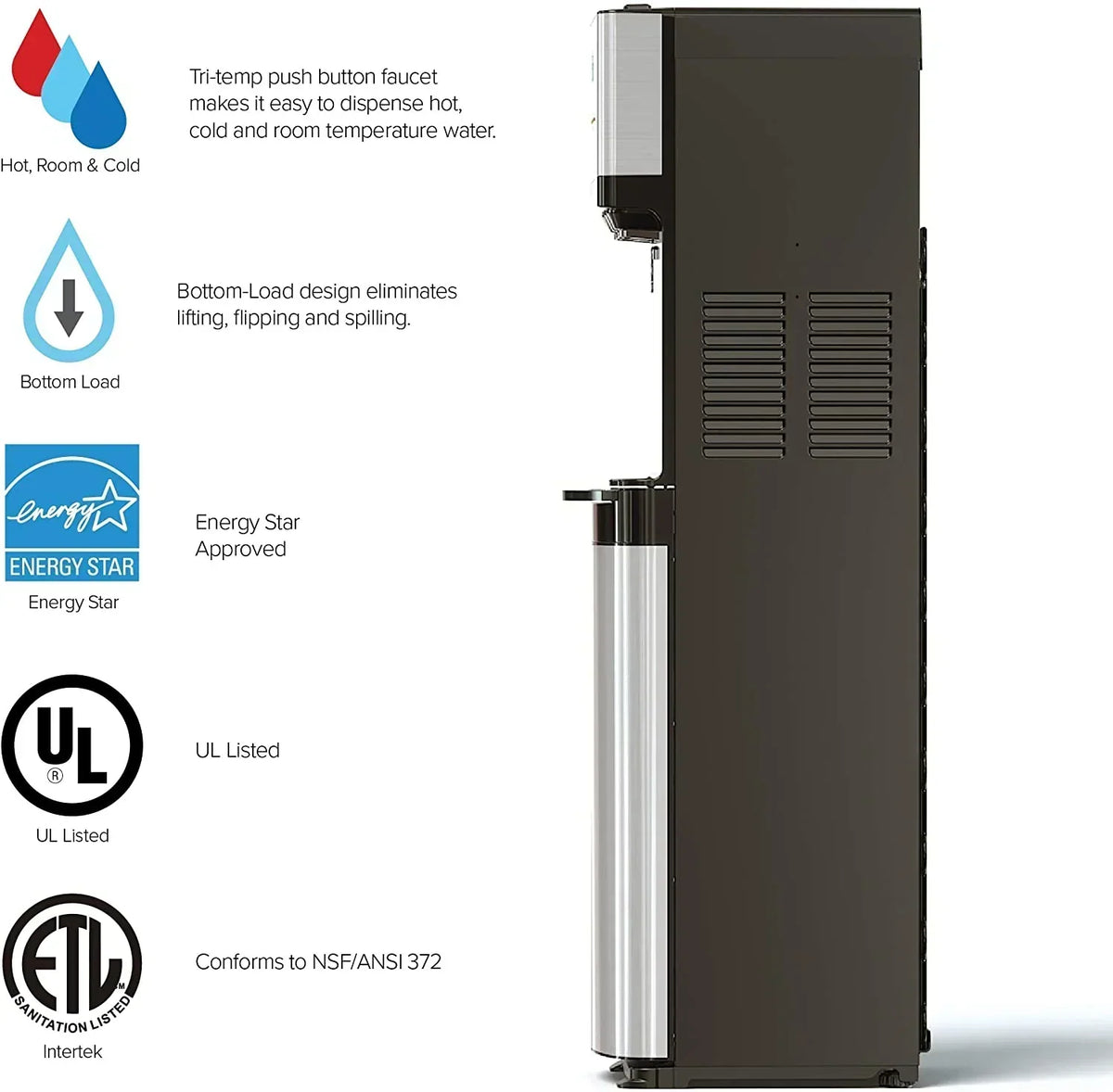 Brio Self Cleaning Bottom Loading Water Cooler Water Dispenser  3 Temperature Settings