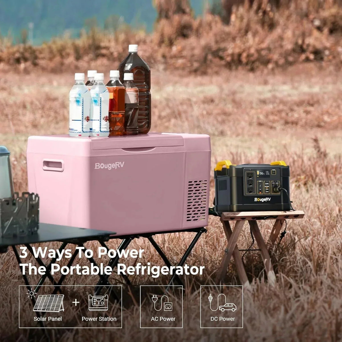 BougeRV 12 Volt Refrigerator 12V Car Fridge 23 Quart Portable Freezer Compressor Cooler 12/24V DC 110~240 Volt AC for Truck Van RV Camper SUV Travel Camping Road Trips Tailgating -7℉~50℉