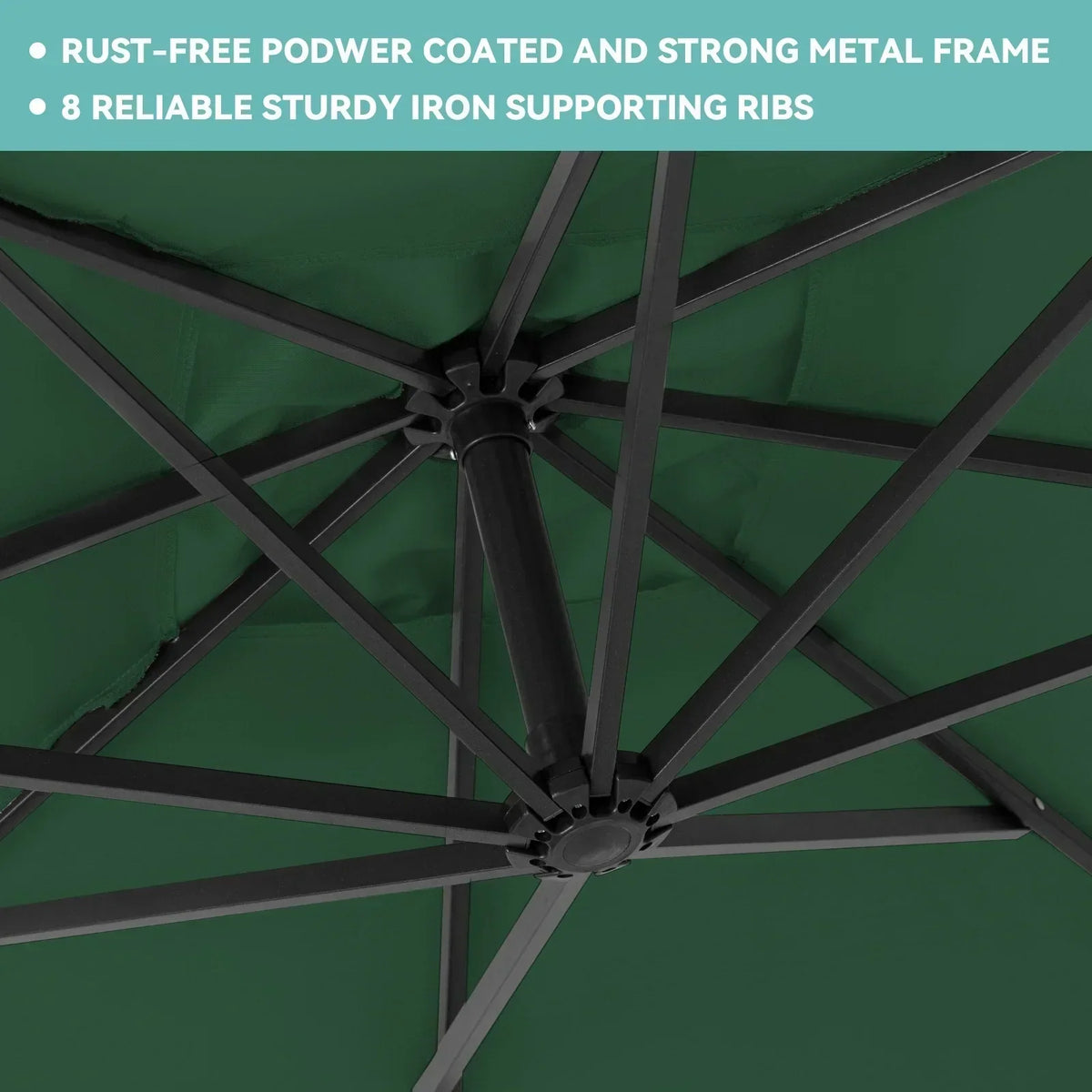 JUSTLET 10ft Heavy Duty Patio Hanging Offset Cantilever Patio Umbrella W/ 4-Piece Base Included Included, Beige