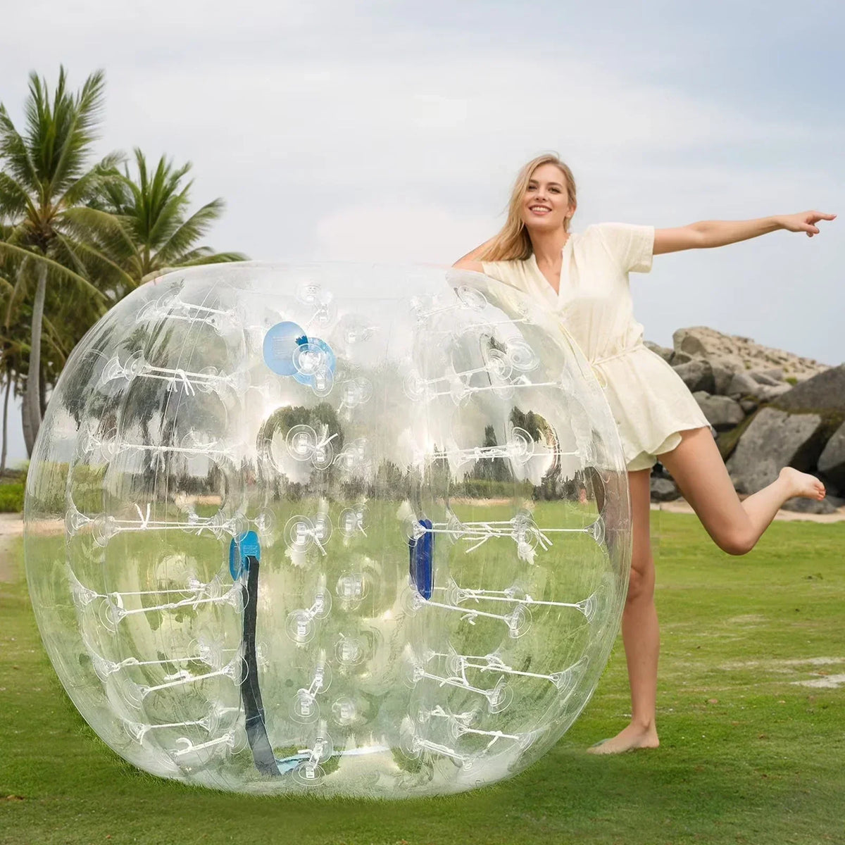 KFFKFF Inflatable Bumper Balls 4FT/1.2M 2-Pack, Transparent Dots - HCPPQ-005