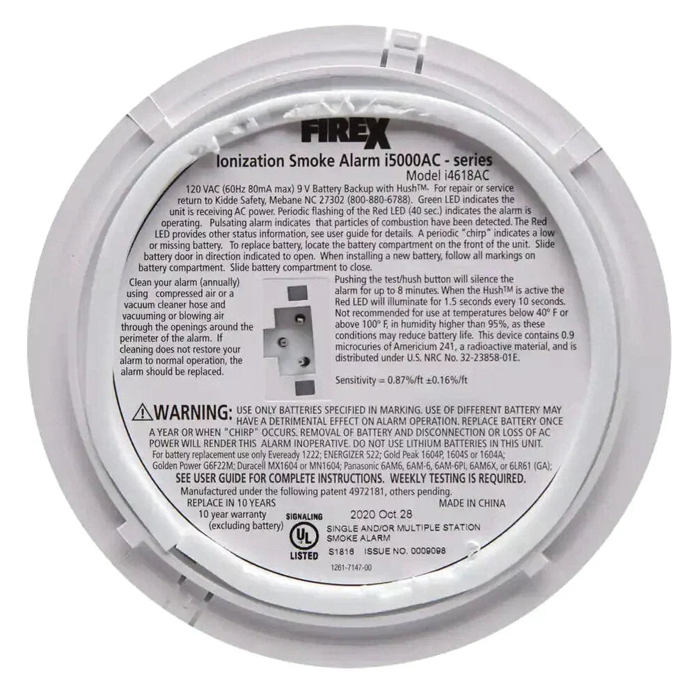 Kidde Firex Hardwired Ionization Smoke Detectors With Battery Backup, 4-Pack - i4618