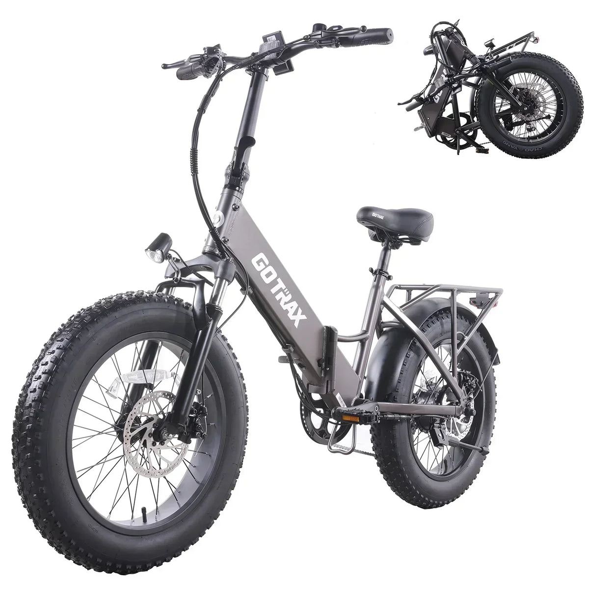 GOTRAX F3 500W Folding Fat Tire Electric Bike, 20in x 4in Tires, 20 MPH, 60 Mile Range - F3