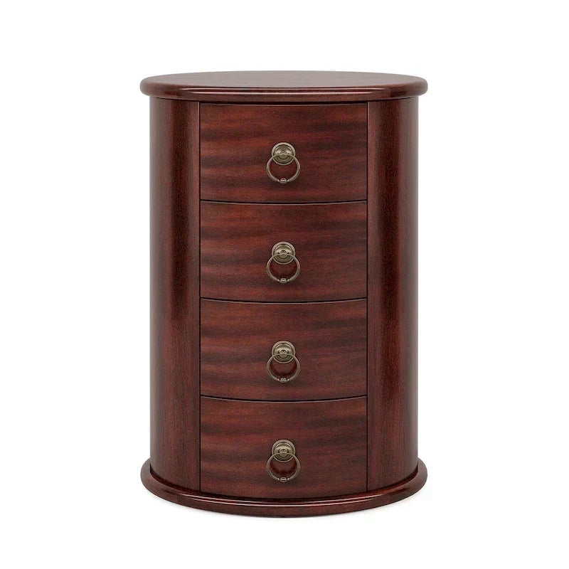 No Assembly Solid Wood End Table, Vintage Round Side Drawers Table
