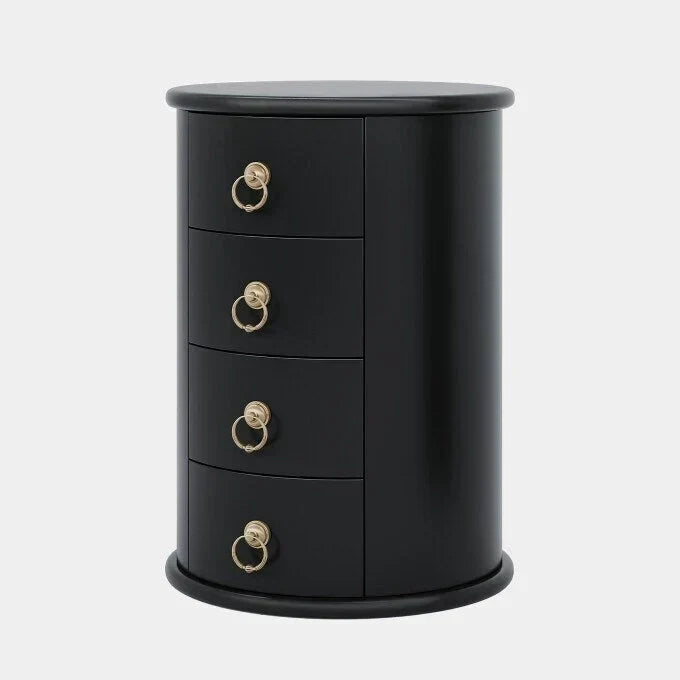 No Assembly Solid Wood End Table, Vintage Round Side Drawers Table