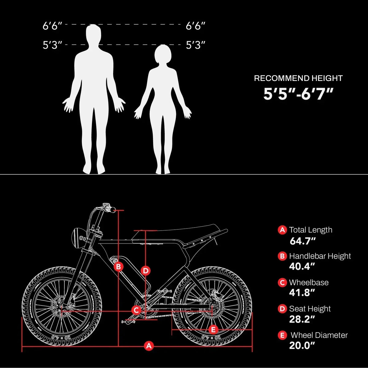 MACFOX 500W/48V/10.4Ah 20 inch Fat Tire Electric Bike