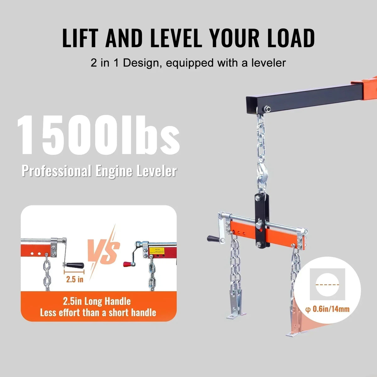 BENTISM Folding Engine Hoist With Leveler, 4400 lbs/2 ton - Heavy-Duty