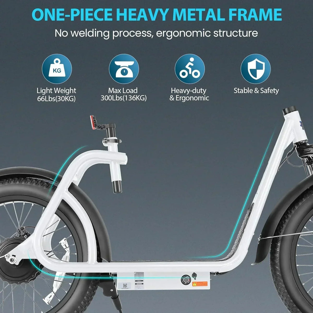 Caroma Peak 800W Foldable Adult Electric Scooter with 20-inch Wide Tires, 48V Battery, Basket, and Adjustable Seat