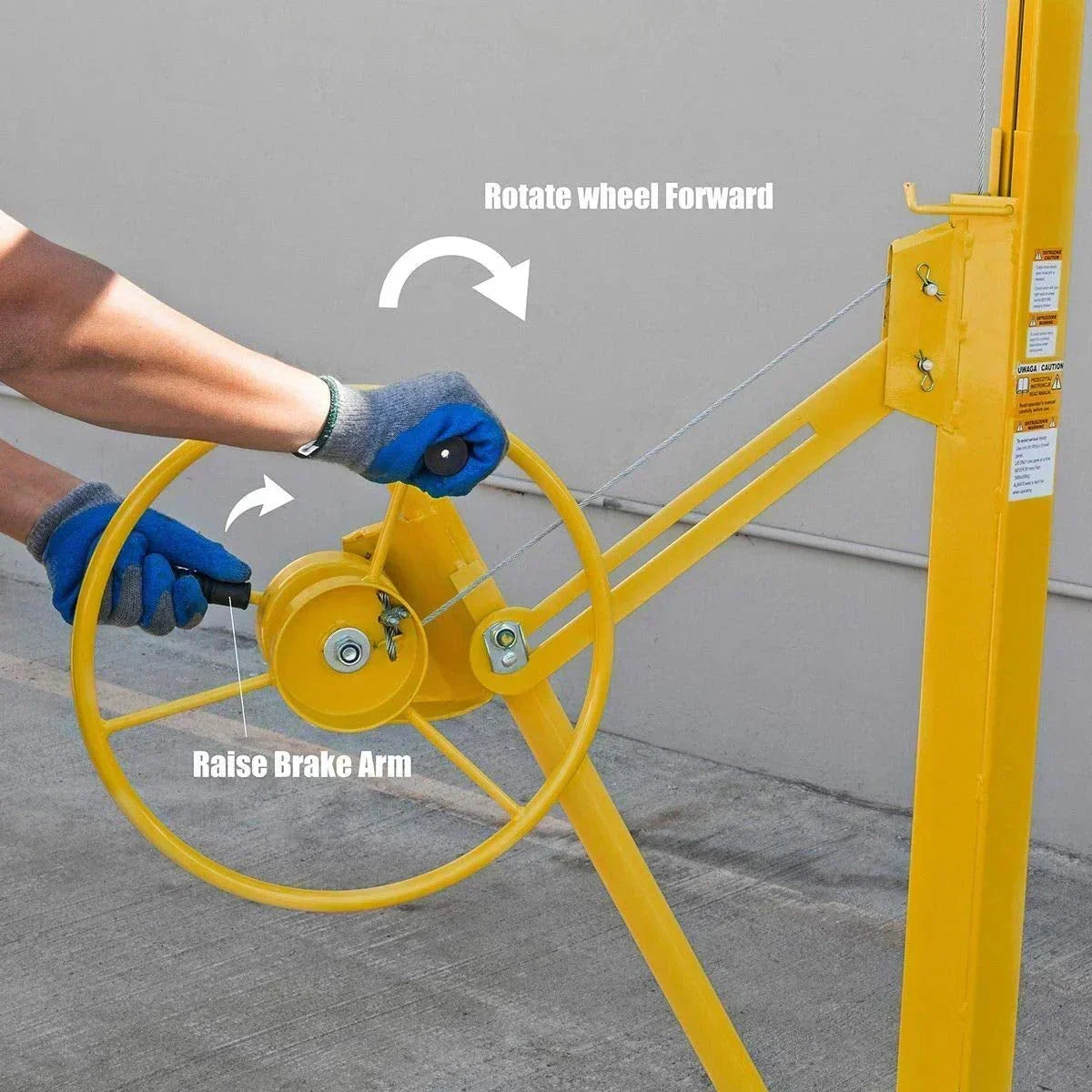 Stark USA Drywall Lift 11-ft Yellow Rolling Panel Hoist - 65044
