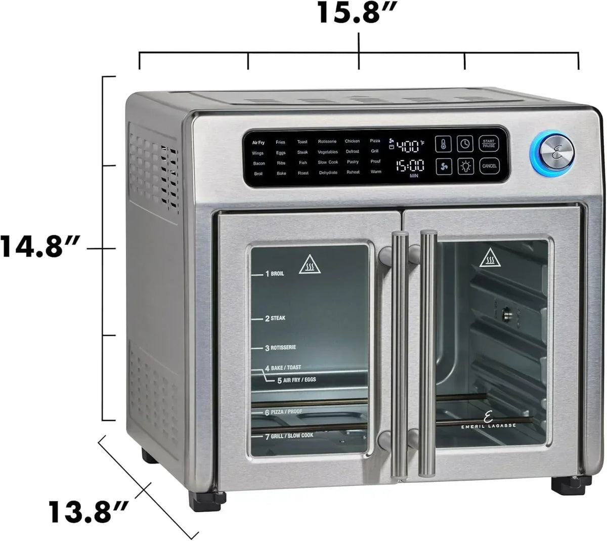 Emeril Lagasse Extra Large French Door Air Fryer Toaster Oven Combo, 24 Cooking Functions