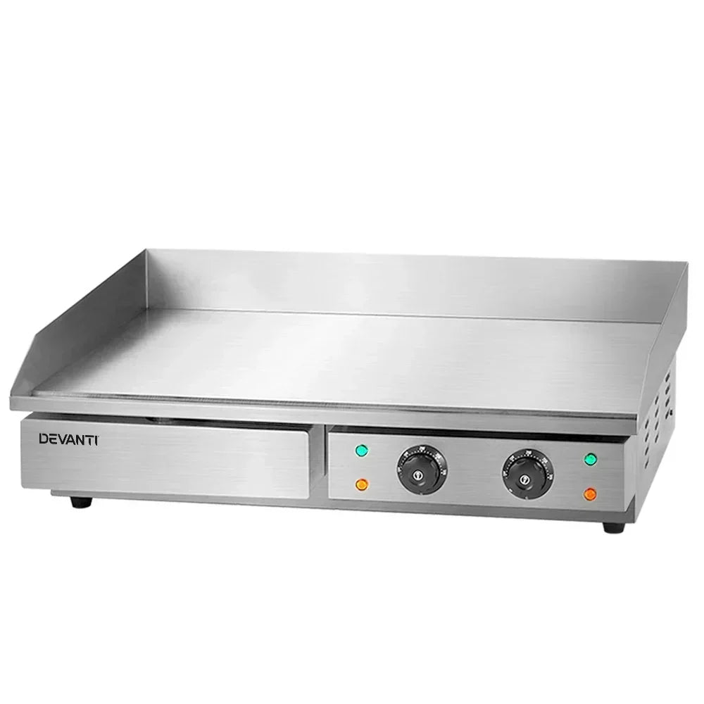 Devanti 73cm Commercial Electric Griddle BBQ Grill Plate 4400W Silver