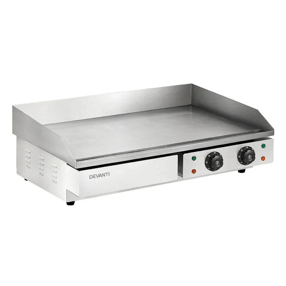 Devanti 73cm Commercial Electric Griddle BBQ Grill Plate 4400W Silver