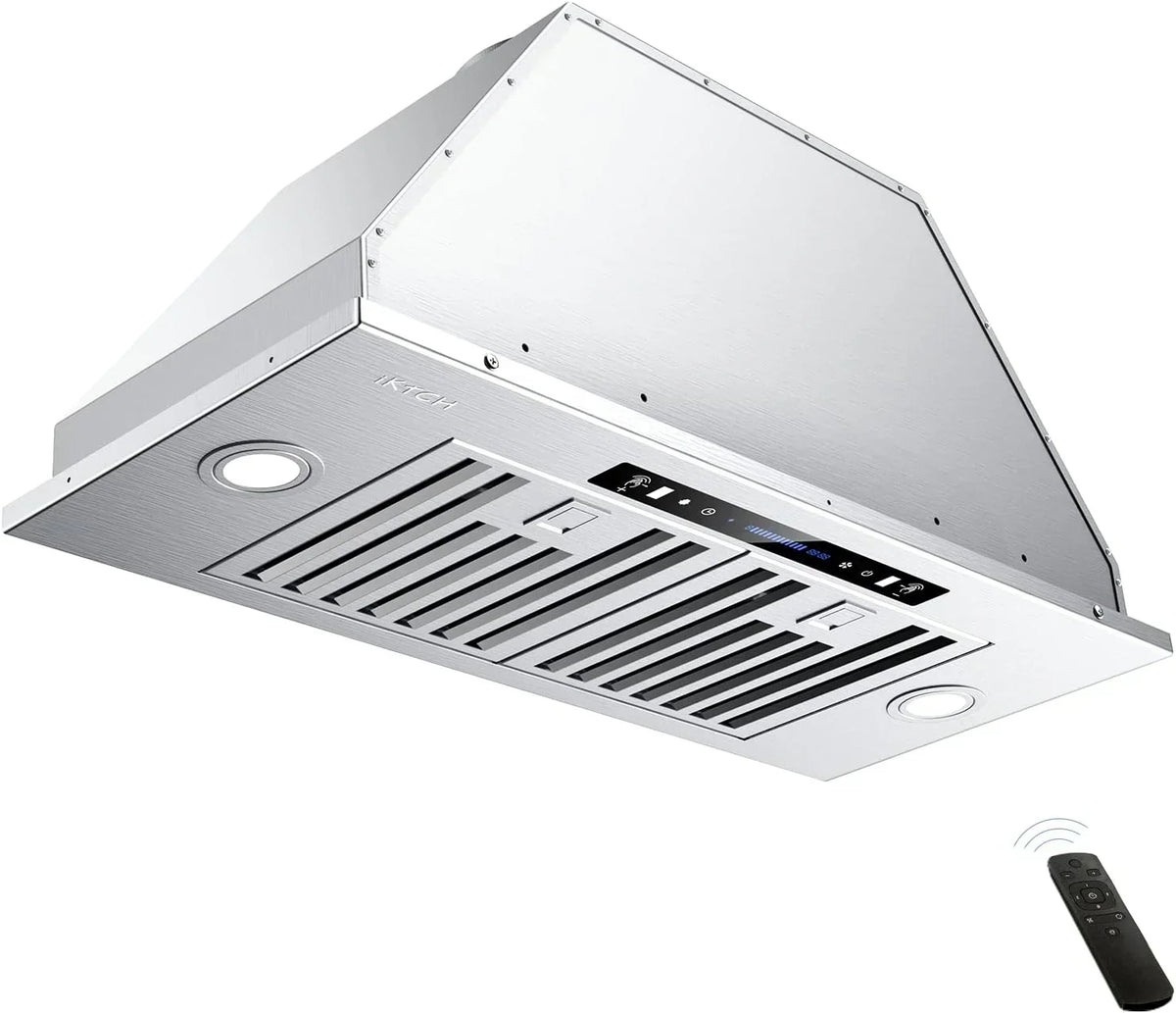 30 inch Built-in/Insert Range Hood 900 CFM, Ducted/Ductless Convertible Duct, Stainless Steel Kitchen Vent Hood with 4 Speed Gesture Sensing&Touch Control Panel(IKB01-30)