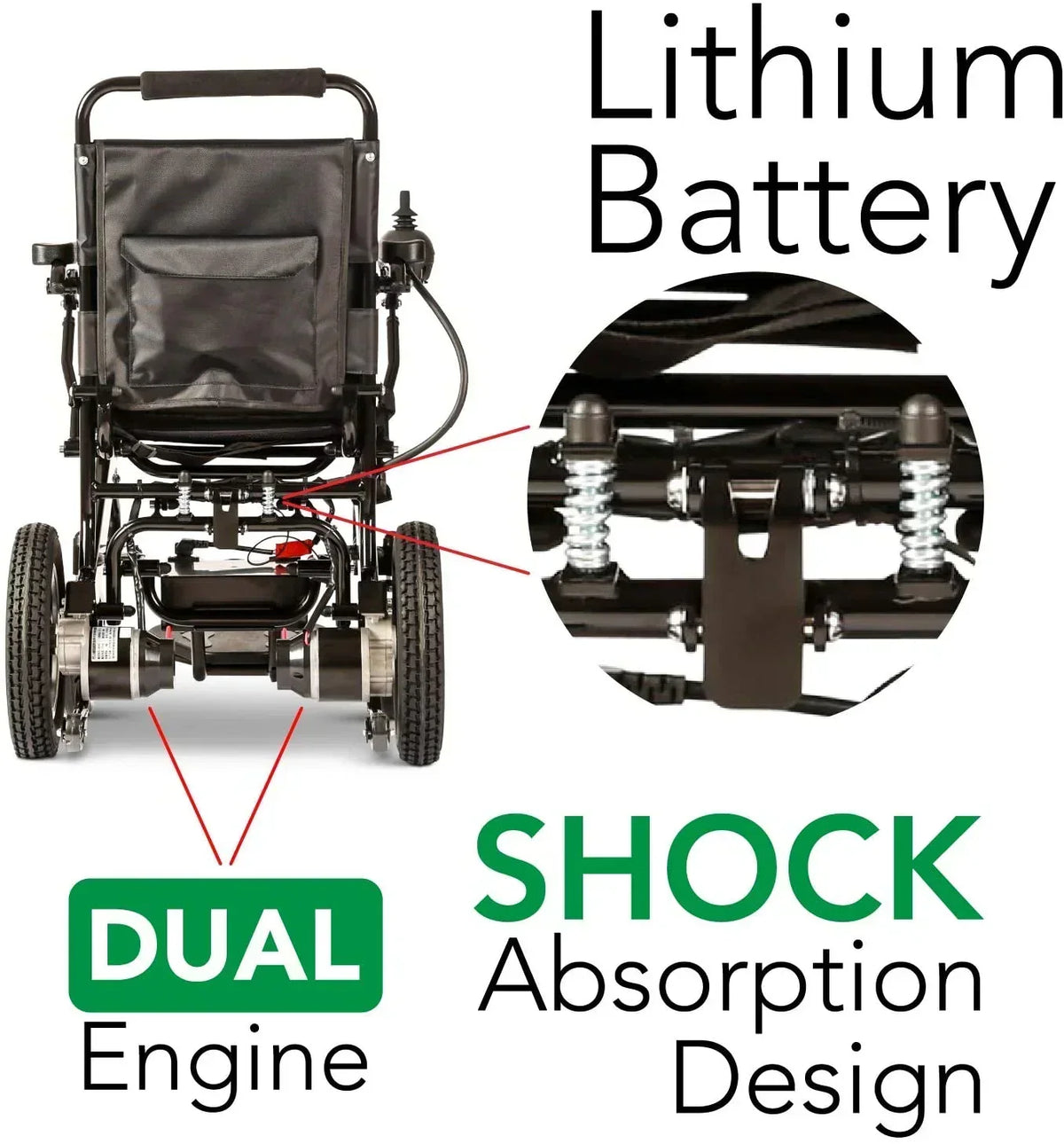 2020 New Folding Ultra Lightweight Electric Power Wheelchair, Silla de Ruedas Electrica, FDA Approved and Air Travel Allowed, Heavy Duty, Mobility Motorized, Portable Power (17.5′′ Seat Width)