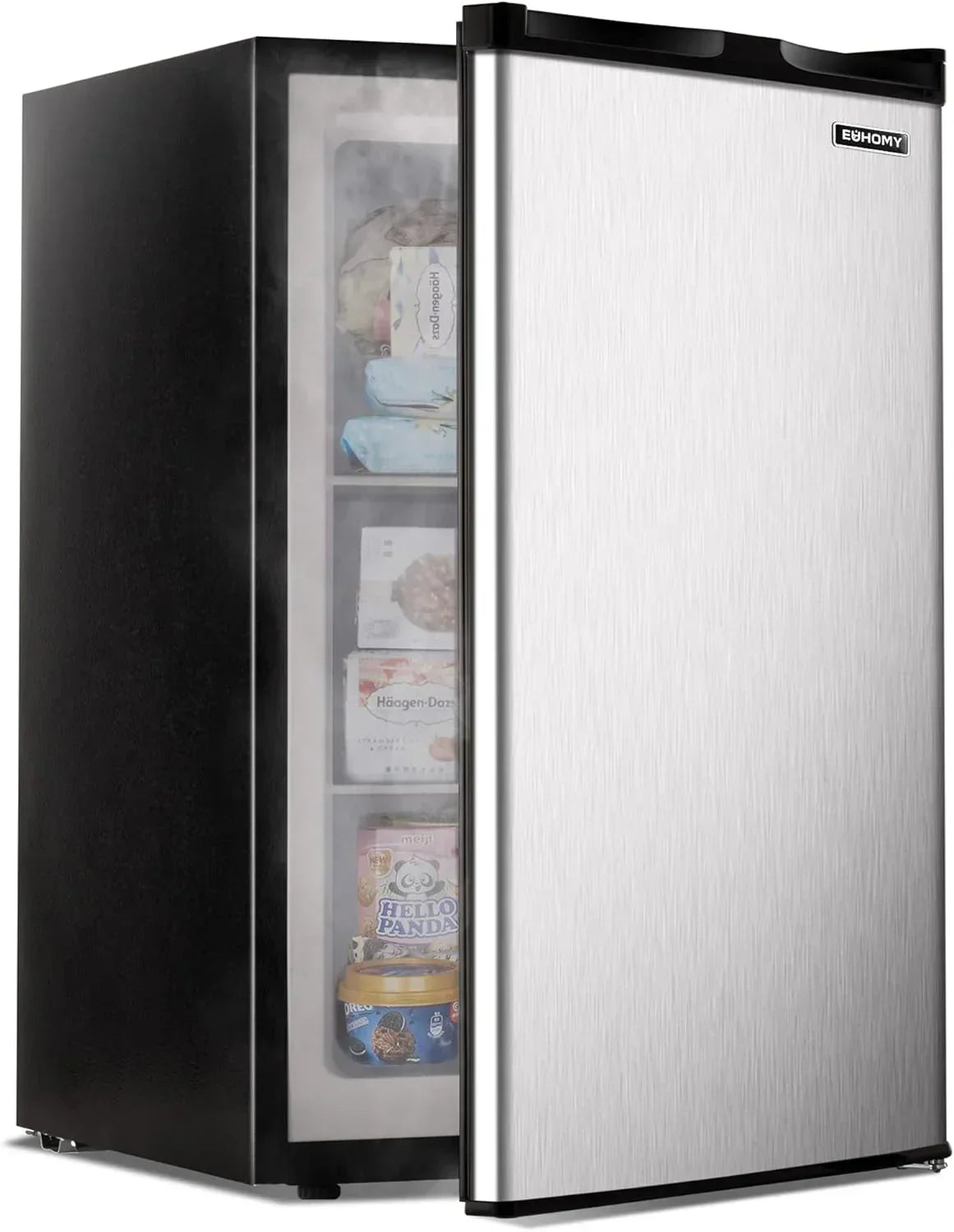 Upright freezer, 3.0 Cubic Feet, Single Door Compact Mini Freezer with Reversible Stainless Steel Door, Small freezer for Home/Dorms/Apartment/Office (Silver)