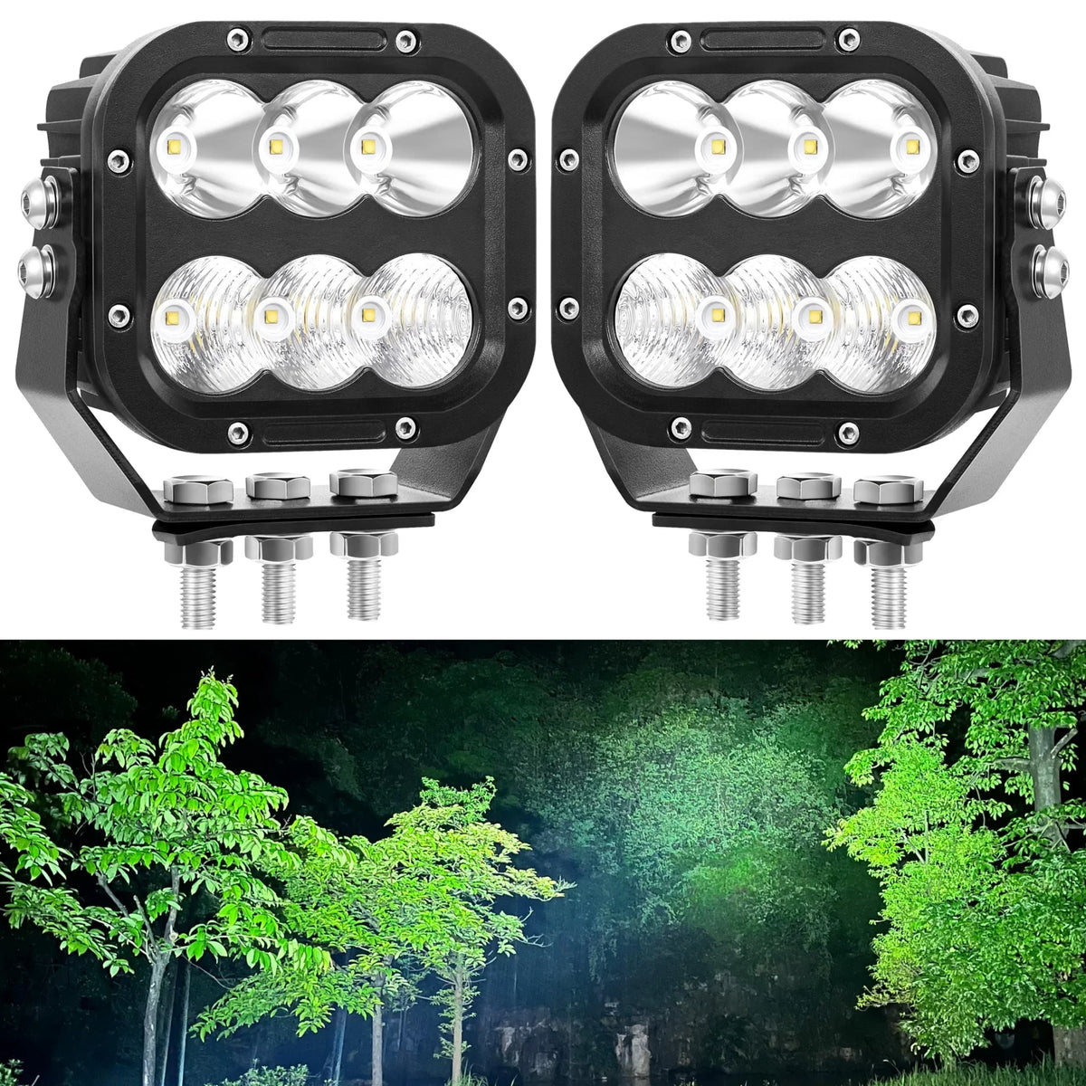 LED Off-road light, IP68 LED Off-road driving 5-inch LED tractor Working Light 120W 10000lm Assisted driving fog light Combination beam Heavy-duty car Boat ATV RV Pickup 12V 24V, a pair