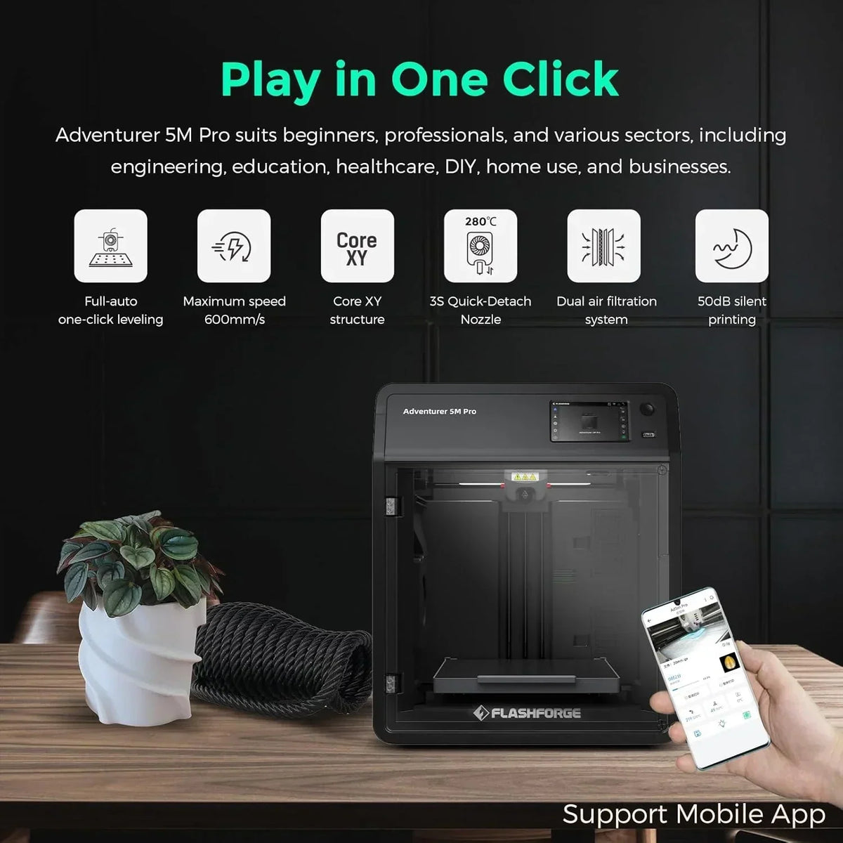 Adventurer 5M 3D Printer with Auto Leveling & High Speed