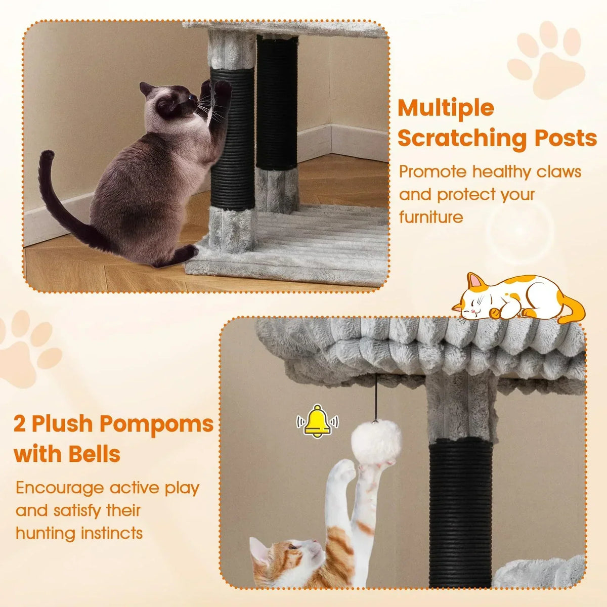 Tangkula 62 Inch Tall Cat Tower with Scratching Posts