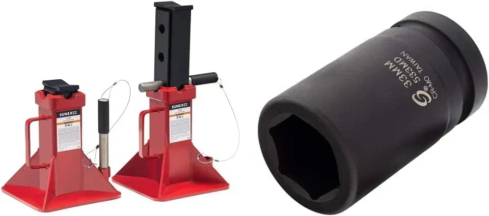10-Ton Medium Height Pin Type Jack Stands, Pair, Red