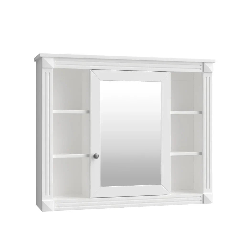 36'' Bathroom Vanity Set With Ceramic Sink Top, Mirror Cabinet, 2 Doors And 2 Drawers - Gray