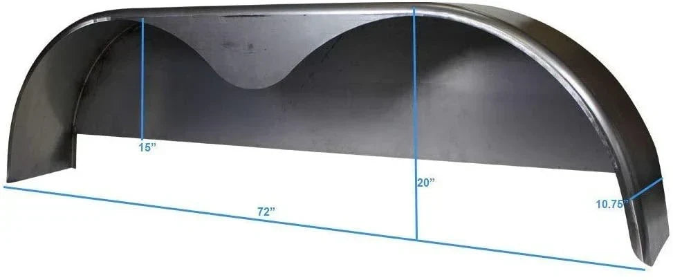 2025 72×10-3/4 Tandem Axle Steel Trailer Fender w/Back Plate Welded In (2-Pack)