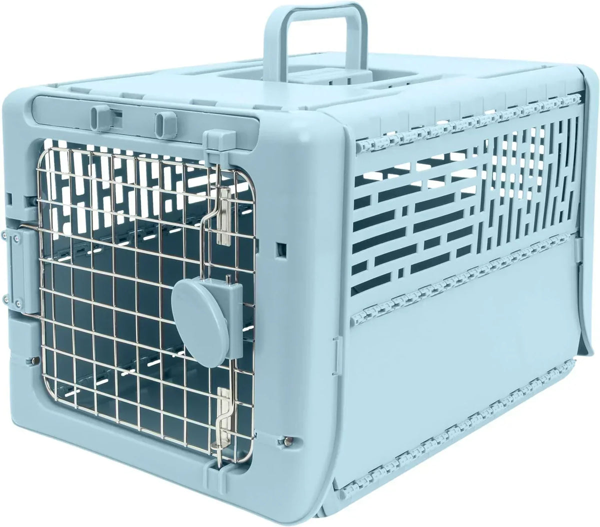 Designs Plastic Kennels Rolling Plastic Airline Approved Wire Door Travel Dog Crate, XXX-Large, Gray