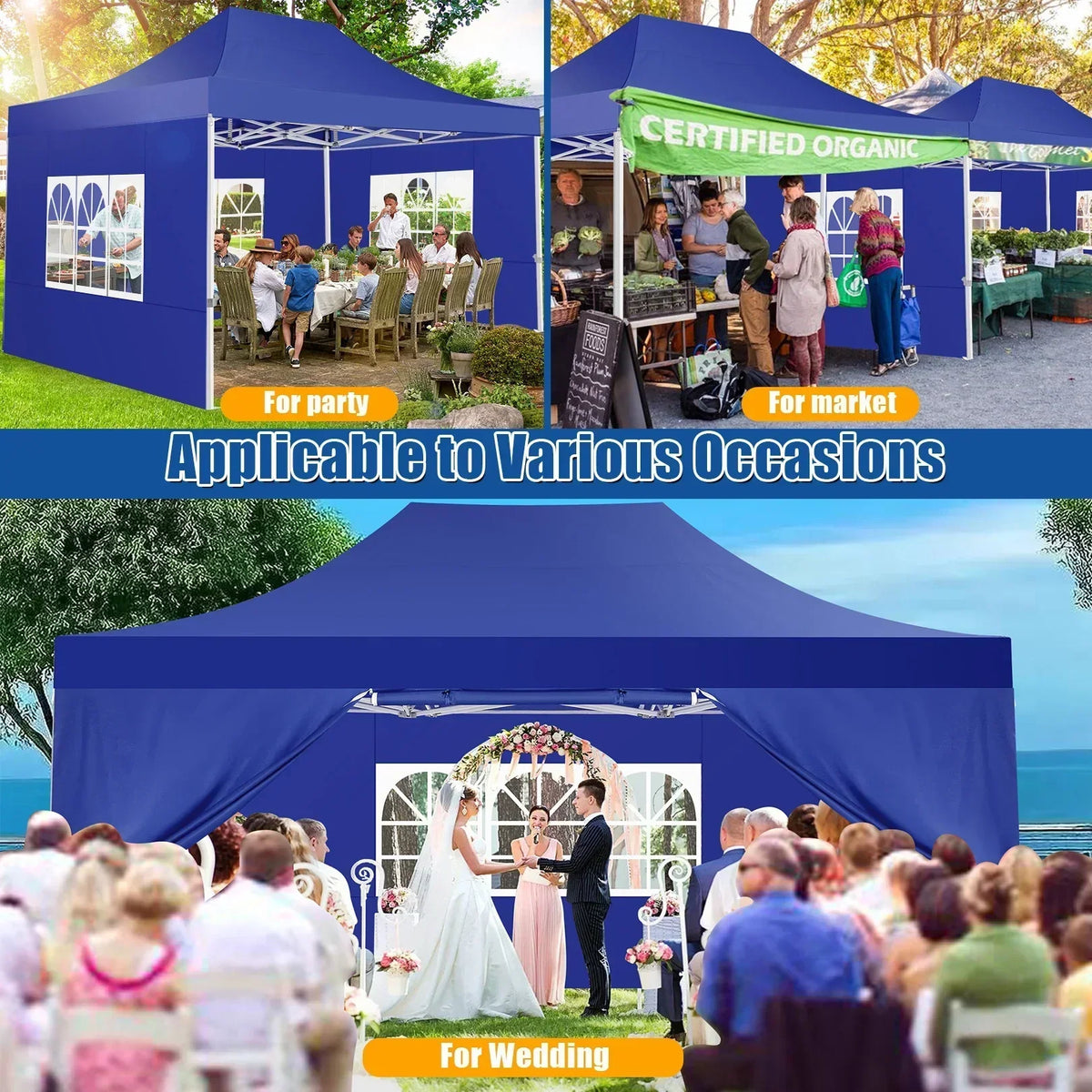 Hoteel 10x15 Heavy Duty Canopy Tent with 4 Sidewalls,Pop up Canopy for Parties Wedding,Commercial Easy up Gazebo with Roller Bag,UV 50+ &,Black