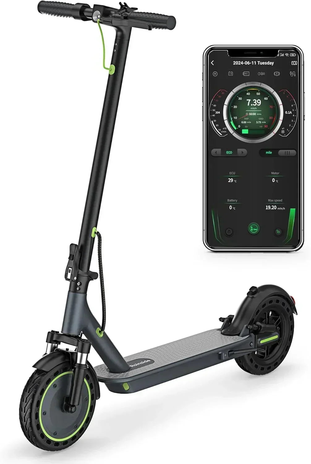 Roinside Electric Scooter, 8.5 in Solid Tires, 350W, 19 MPH, 21-23 Miles - UP12 Plus