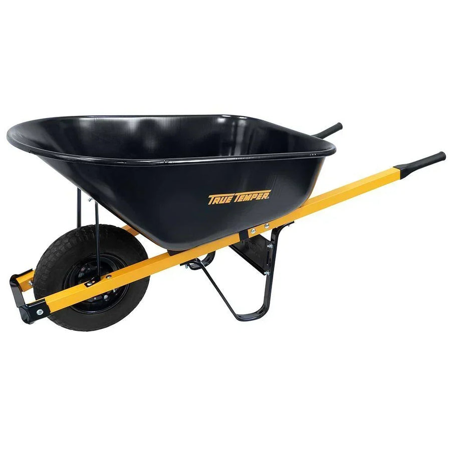 2025 True Temper R6STFFEC 6 cu. ft. Barrow in a Box Steel Wheelbarrow with Never Flat Tire and Steel Handles