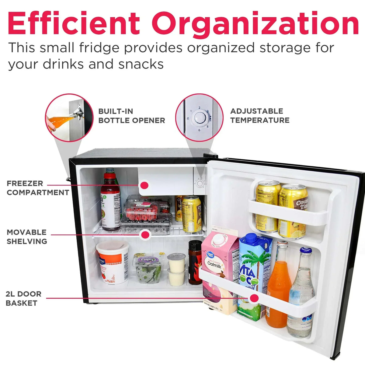 Frigidaire 1.6 Cu ft. Retro Compact Refrigerator with Side Bottle Opener, Coral