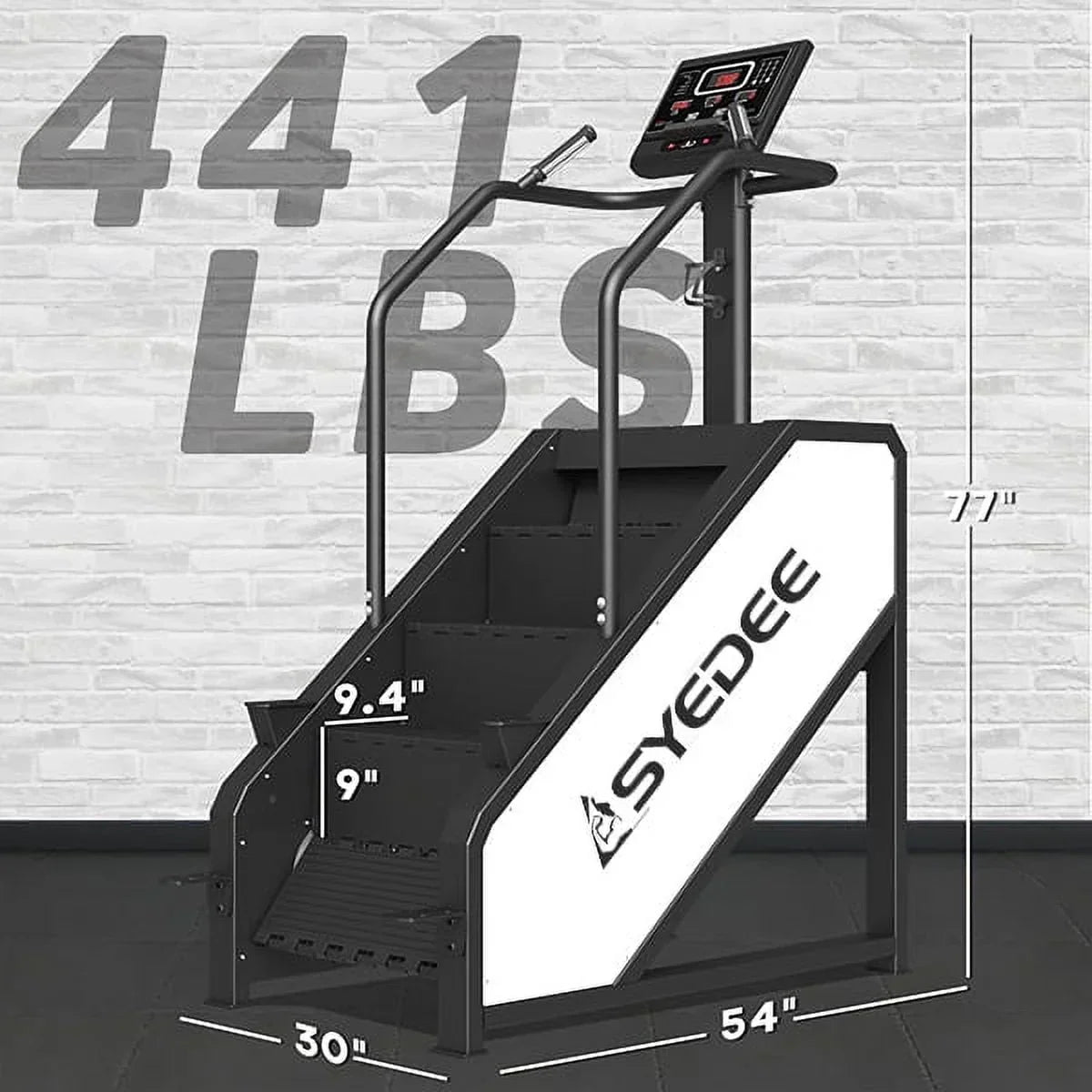 syedee Stair Stepper With LED Screen, 12 Workout Programs, 441LBS, 24-164 Steps/Minute, White