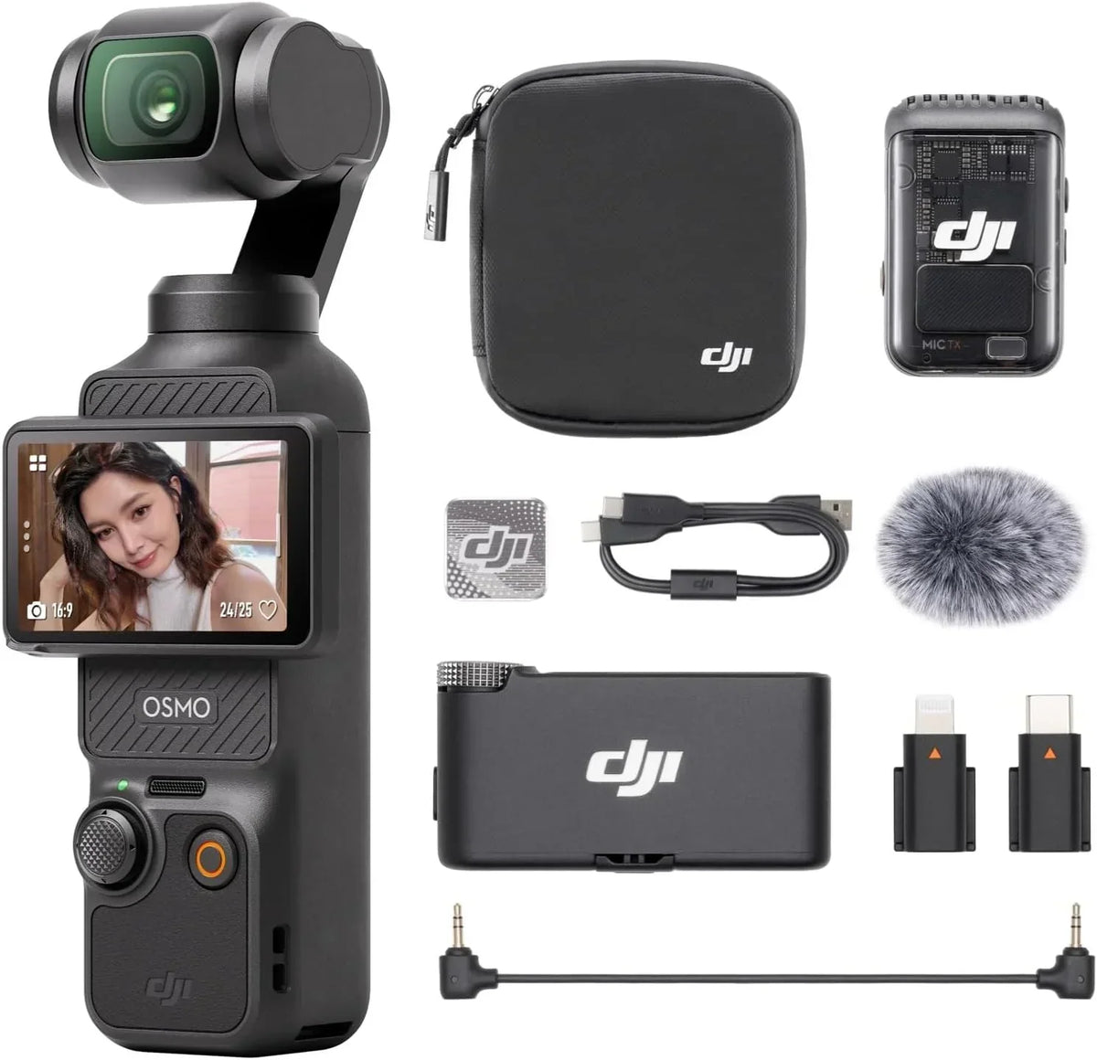 DJI Osmo Pocket 3 Vlogging Camera With Mic 2 1 TX + 1 RX, 1 Inch CMOS, 4K/240 fps, 3 Axis Stabilization - 6937224165571