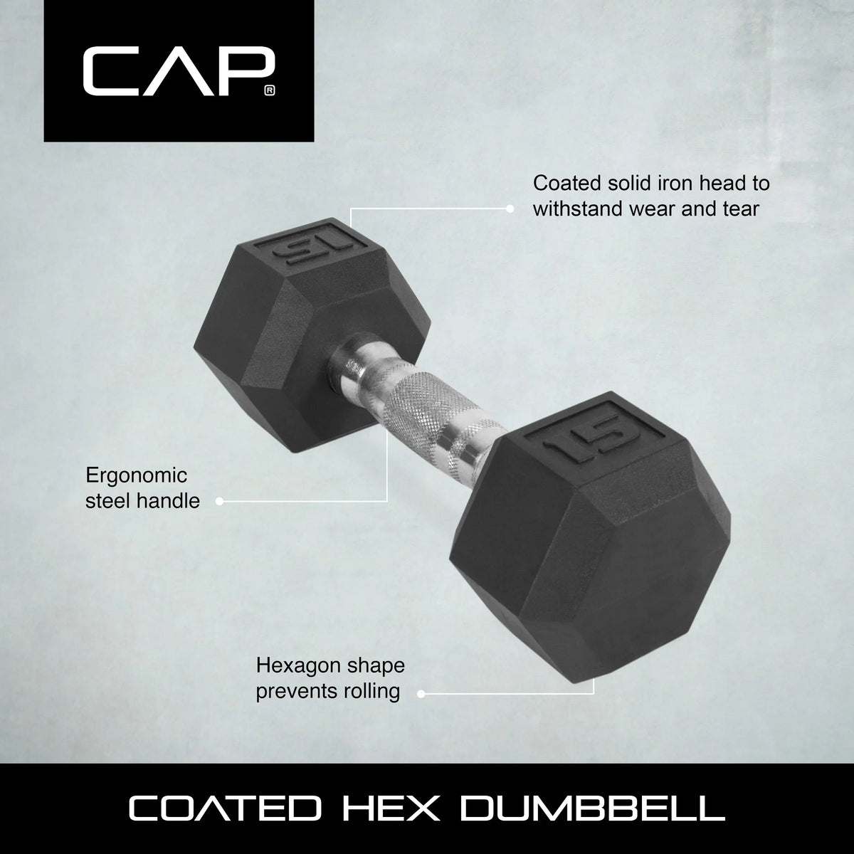 CAP Barbell Coated Hex Dumbbell, 60 lb, 2 Pack