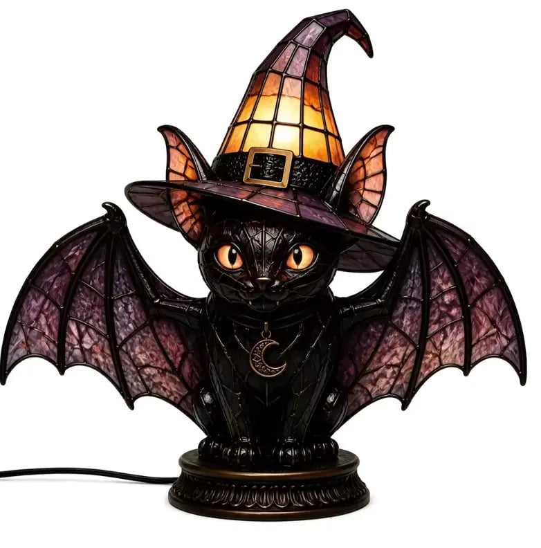 WitchLight™ Raven Lamp - Gothic Halloween Stained Glass Accent Lamp