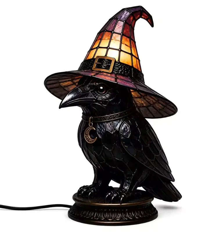 WitchLight™ Raven Lamp - Gothic Halloween Stained Glass Accent Lamp